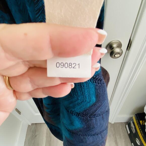 Soft Surroundings Duster Sweater Womens Medium Open Front Long Cardigan chevron - Picture 6 of 7